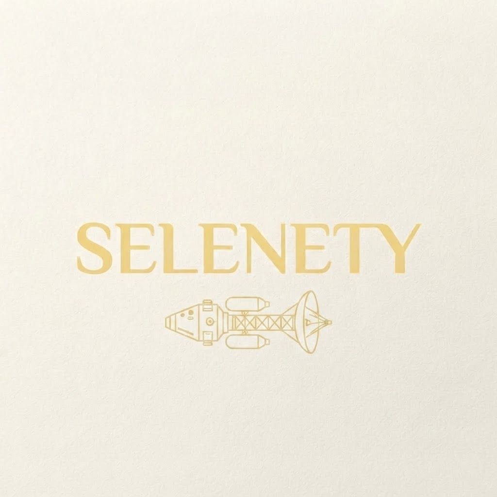 AI Design for SELENETY LOGO WITHOUT SUBSCRIPT WITH A SPACECRAFT
