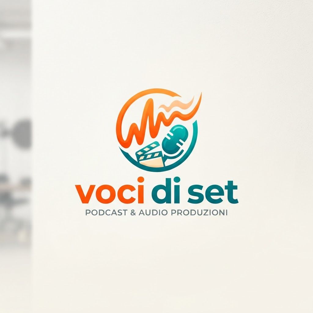 AI Design for Logo con colori arancione, chiaro e verde acqua con la scritta voci di set