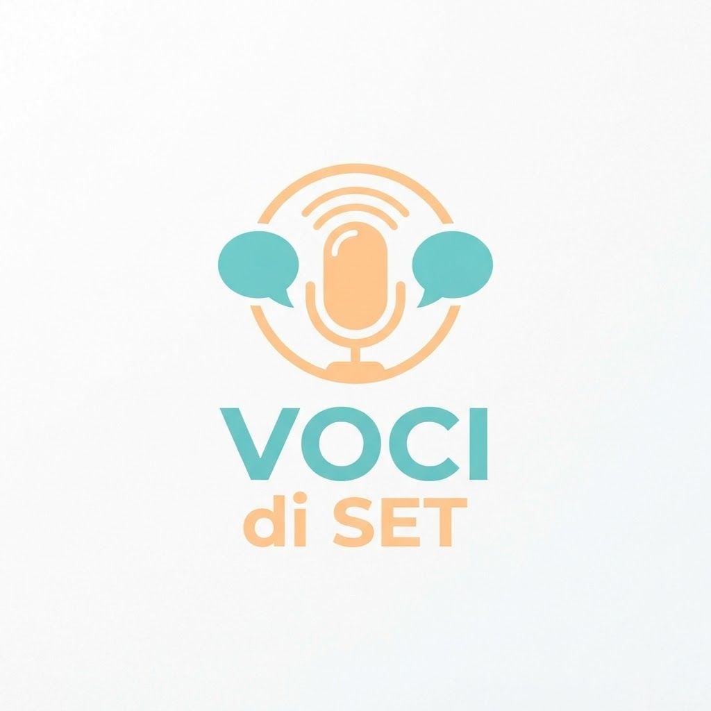 AI Design for Logo con colori arancione, chiaro e verde acqua con la scritta voci di set . I colori devono essere quasi pastello, tipo quel arancione chiaro, quasi pesca e quel verde acqua appunto un po’ pastello devono ispirare ordine e attirare il pubblico, soprattutto. Prova con qualcosa di coinvolgente per il pubblico, anche perché le scritte dei post io le farò poi con appunto i due colori che ci sono nel logo, quindi tipo le scritte normali di un colore e in grassetto le scritte dell’altro colore però, devono essere due colori che insieme si abbinano molto, perché se no è disordinato, secondo me, quindi non so.