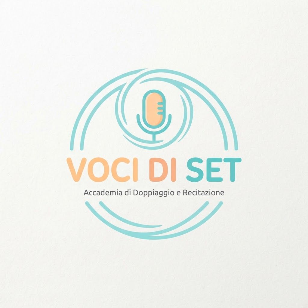 AI Design for Logo con colori arancione, chiaro e verde acqua con la scritta voci di set . I colori devono essere quasi pastello, tipo quel arancione chiaro, quasi pesca e quel verde acqua appunto un po’ pastello devono ispirare ordine e attirare il pubblico, soprattutto