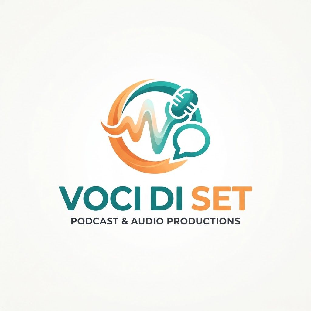 AI Design for Logo con colori arancione, chiaro e verde acqua con la scritta voci di set
