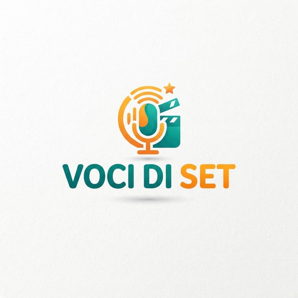 AI Design for Logo con colori arancione, chiaro e verde acqua con la scritta voci di set