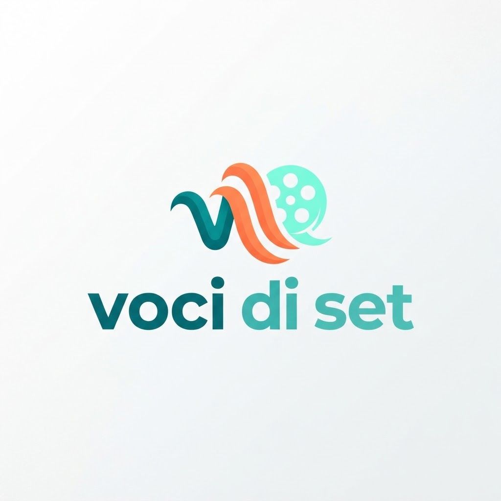 AI Design for Logo con colori arancione, chiaro e verde acqua con la scritta voci di set