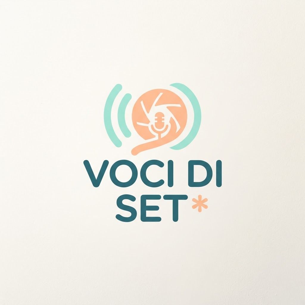 AI Design for Logo con colori arancione, chiaro e verde acqua con la scritta voci di set . I colori devono essere quasi pastello, tipo quel arancione chiaro, quasi pesca e quel verde acqua appunto un po’ pastello devono ispirare ordine e attirare il pubblico, soprattutto