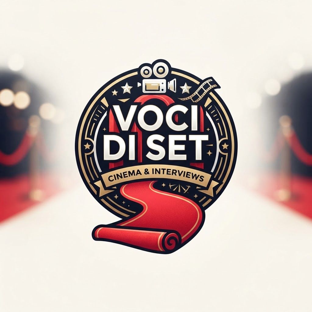AI Design for Genera logo con red carpet rosso e sopra la scritta voci di set. Stile stilizzato