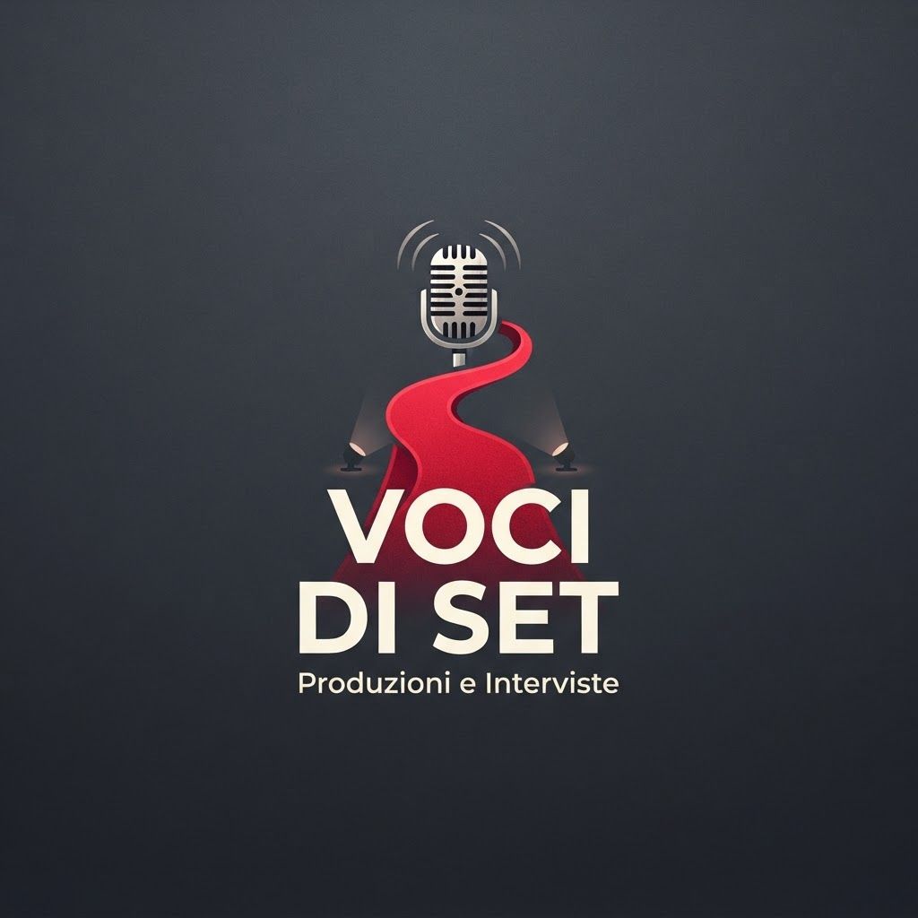 AI Design for Genera logo con red carpet rosso e sopra la scritta voci di set. Stile stilizzato