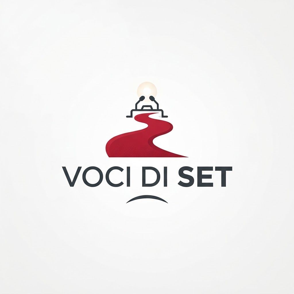 AI Design for Genera logo con red carpet e scritta voci di set. Stile semplice quasi stilizzato
