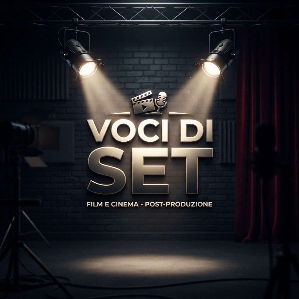 AI Design for Genera logo con uno o due riflettori che illuminano la scritta voci di set