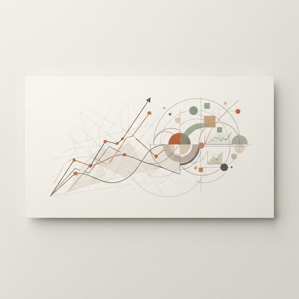 AI Design for I want you to generate a banner for a newsletter or website in 16:9. The banner needs to be off white background and use earthy tones. Stay abstract and minimalist. Represent ai model benchmarking.stay subtle rather than obvious. Highest resolution you can do