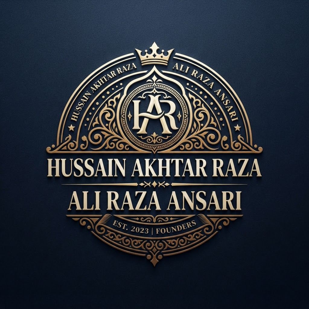 AI Design for PLEASE MAKE A NAMES LOG ON THE NAME HUSSAIN AKHTAR RAZA AND ALI RAZA ANSARI