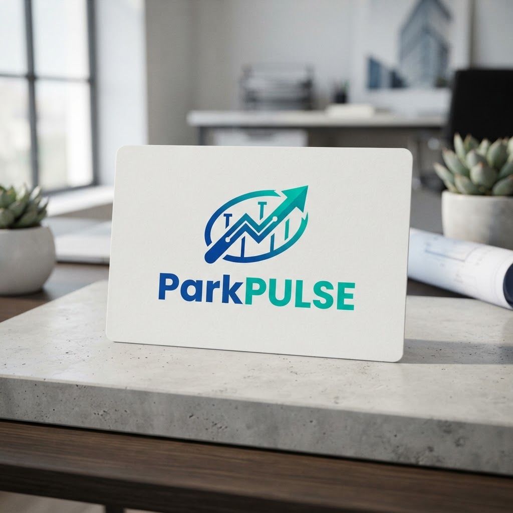 Premium logo presentation mockup concept for IOT (SIMULATED)
Smart Parking Slot Finder
Build a dashboard that shows live occupancy of a simulated
parking lot (using mock sensor data) and directs an
incoming vehicle to the nearest free slot. Make a ParkPulse named logo for this project. Logo or brand mark displayed on a clean neutral surface with subtle depth, refined shadow, precise alignment, elegant design-studio presentation, no extra readable text.