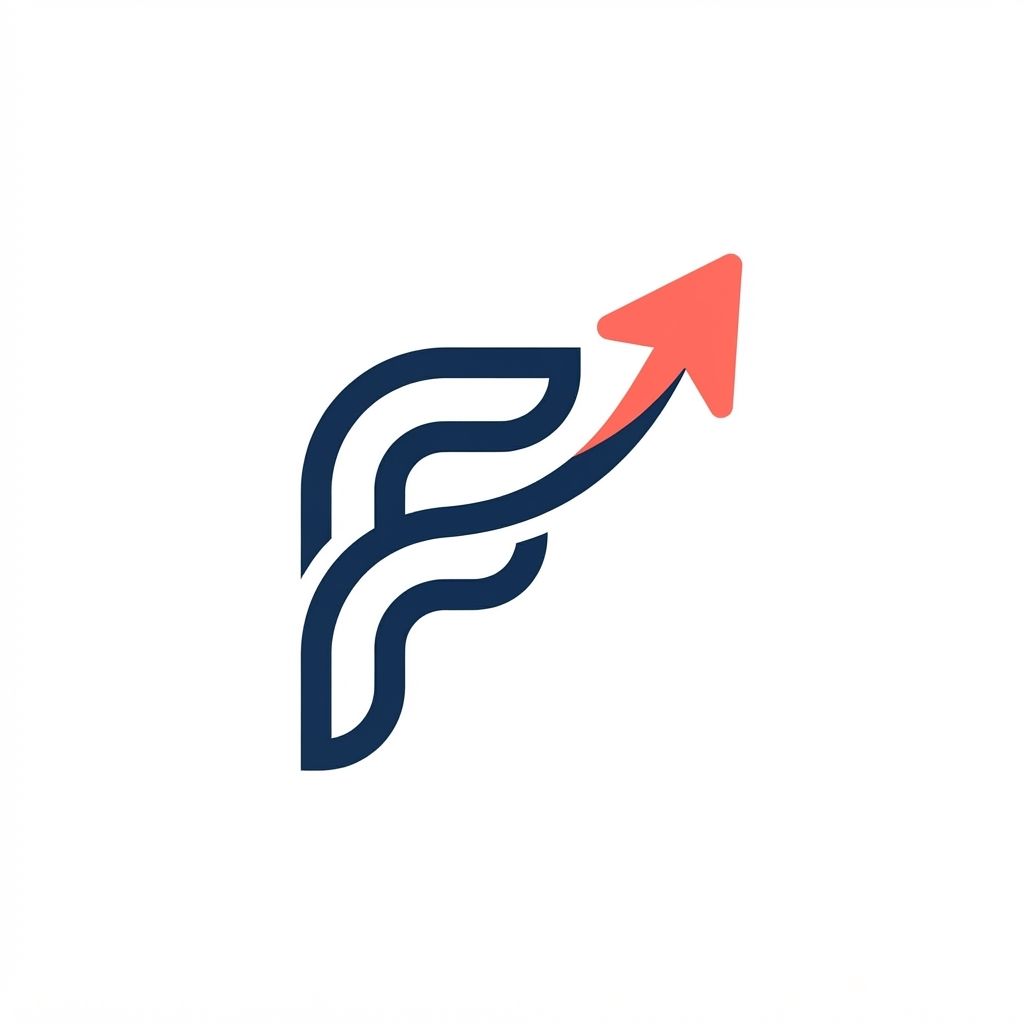 A modern abstract logo for 'FlexIStudy'. A fluid, continuous line forming a subtle letter 'F' that merges into an upward arrow, representing flexible learning and progress. Minimalist, bold and thick lines, sophisticated navy blue and vibrant coral color palette, flat vector design, white background, high-end tech aesthetic. --no shading
I want nothing written on the logo