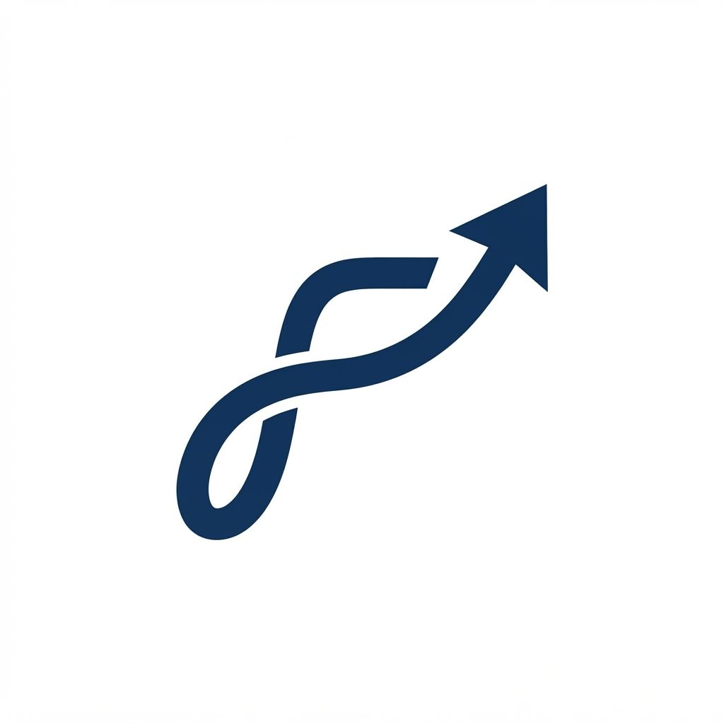 A modern abstract logo for 'FlexIStudy'. A fluid, continuous line forming a subtle letter 'F' that merges into an upward arrow, representing flexible learning and progress. Minimalist, bold and thick lines, sophisticated navy blue and vibrant coral color palette, flat vector design, white background, high-end tech aesthetic. --no shading
I want nothing written on the logo