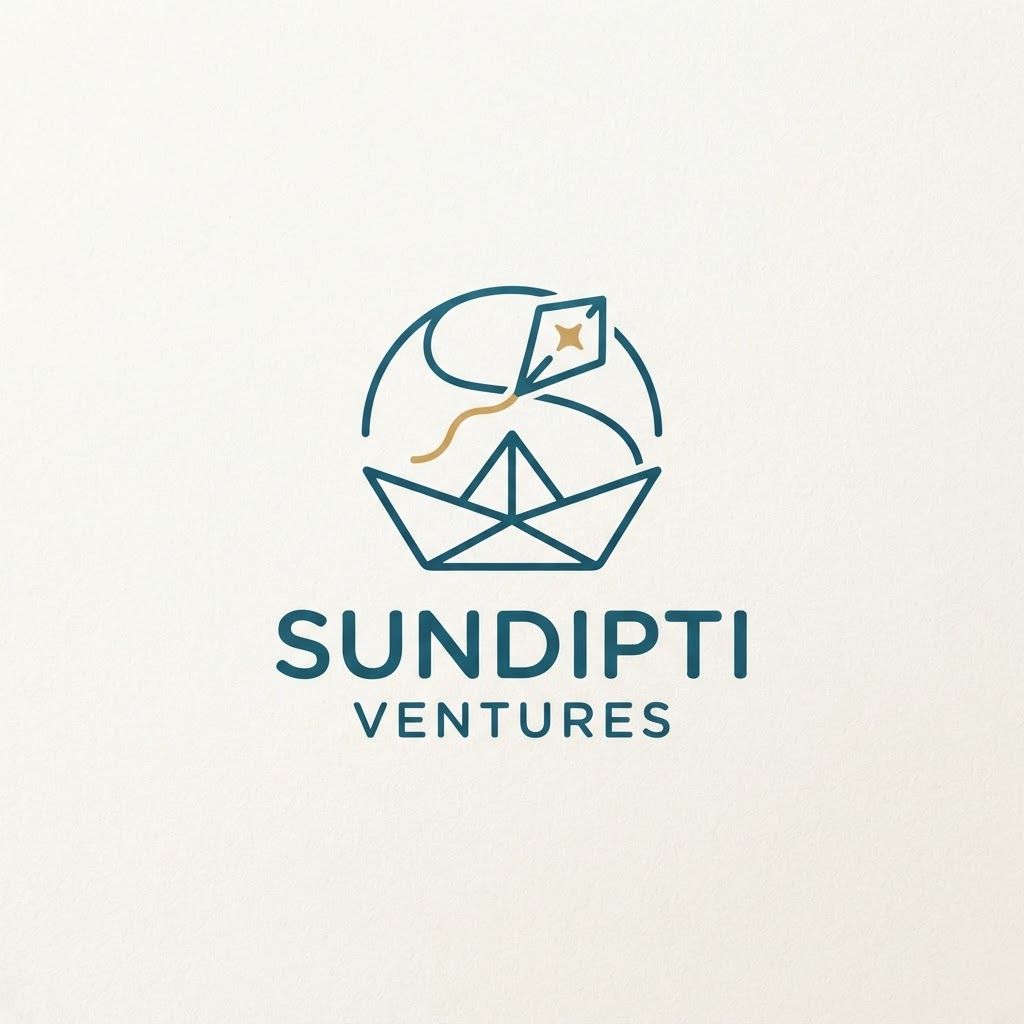 logo that represnt childhood experiences but is age neutral and gives comfort , imagination curiosity feeling but is minimal . the name is sundipti ventures but the logo should be very good minimal