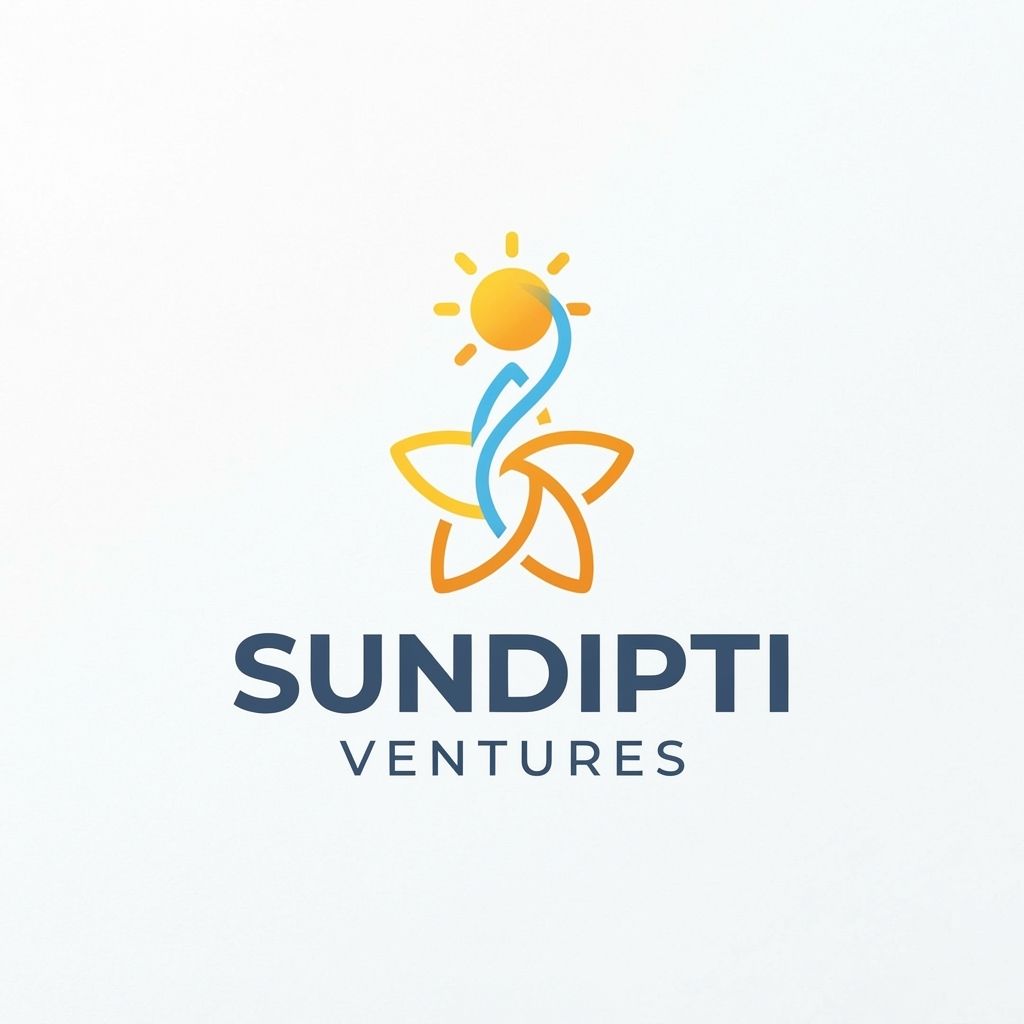 Professional flat vector logo for "Sundipti Ventures," a children's lifestyle brand for ages 0-15 covering apparel, jewellery, handicrafts, gifts, and toys.Product categories
Children's apparel
Girls' and boys' clothing
Children's jewellery/accessories
Handcrafted products
Gifts
Future children's lifestyle products
Long-term ambition

To build a trusted children's brand that becomes part of every stage of childhood—from the earliest years to growing up.

The logo therefore needs to represent the world of childhood, rather than any single product.

2. The central brand thought

I would give your designer this as the most important creative direction:

“A world created around childhood.”

The logo should make people think of:

Curiosity → Imagination → Growth → Joy → Family → Creativity → Childhood

rather than:

Baby → Clothes → Girl → Boy

That distinction is extremely important.

3. What the logo should communicate

Ask the designer to make the logo communicate these 6 attributes:

1. JOY

Childhood should feel happy and positive.

2. IMAGINATION

Children create worlds from very simple things.

3. GROWTH

Your brand covers 6 months through 15 years, so the idea of growing up is important.

4. CREATIVITY

You are not only selling clothing—you will also sell jewellery and handicrafts.

5. WARMTH

Parents should feel that this is a brand they can trust for their children.

6. TIMELESSNESS

The logo should still look appropriate when the child is 12 or 15—not just at six months.

4. What NOT to put in the logo

This is particularly important.

Tell the designer to avoid literal children's-brand clichés, such as:

❌ Baby face
❌ Cartoon baby
❌ Teddy bear
❌ Bottle
❌ Pacifier
❌ Stroller
❌ Onesie
❌ Frock
❌ Boy/girl silhouettes
❌ Crown
❌ Cartoon animals as the primary logo
❌ Toy blocks
❌ Excessive hearts
❌ Too many colours
❌ Gender-specific symbols

These could make Sundipti Ventures look like a baby clothing company, which conflicts with your 6-month-to-15-year vision.

5. The logo should be AGE-NEUTRAL