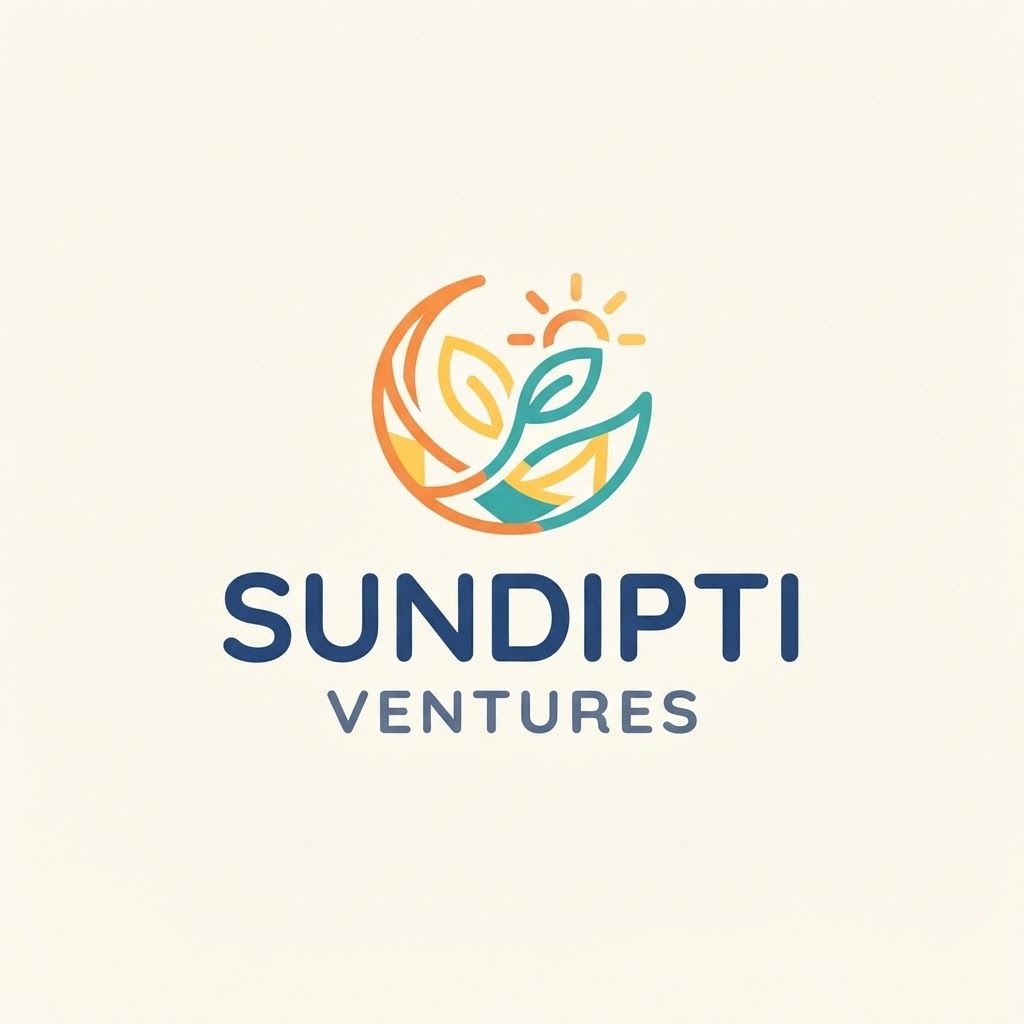 Professional flat vector logo for "Sundipti Ventures," a children's lifestyle brand for ages 0-15 covering apparel, jewellery, handicrafts, gifts, and toys.Product categories
Children's apparel
Girls' and boys' clothing
Children's jewellery/accessories
Handcrafted products
Gifts
Future children's lifestyle products
Long-term ambition

To build a trusted children's brand that becomes part of every stage of childhood—from the earliest years to growing up.

The logo therefore needs to represent the world of childhood, rather than any single product.

2. The central brand thought

I would give your designer this as the most important creative direction:

“A world created around childhood.”

The logo should make people think of:

Curiosity → Imagination → Growth → Joy → Family → Creativity → Childhood

rather than:

Baby → Clothes → Girl → Boy

That distinction is extremely important.

3. What the logo should communicate

Ask the designer to make the logo communicate these 6 attributes:

1. JOY

Childhood should feel happy and positive.

2. IMAGINATION

Children create worlds from very simple things.

3. GROWTH

Your brand covers 6 months through 15 years, so the idea of growing up is important.

4. CREATIVITY

You are not only selling clothing—you will also sell jewellery and handicrafts.

5. WARMTH

Parents should feel that this is a brand they can trust for their children.

6. TIMELESSNESS

The logo should still look appropriate when the child is 12 or 15—not just at six months.

4. What NOT to put in the logo

This is particularly important.

Tell the designer to avoid literal children's-brand clichés, such as:

❌ Baby face
❌ Cartoon baby
❌ Teddy bear
❌ Bottle
❌ Pacifier
❌ Stroller
❌ Onesie
❌ Frock
❌ Boy/girl silhouettes
❌ Crown
❌ Cartoon animals as the primary logo
❌ Toy blocks
❌ Excessive hearts
❌ Too many colours
❌ Gender-specific symbols

These could make Sundipti Ventures look like a baby clothing company, which conflicts with your 6-month-to-15-year vision.

5. The logo should be AGE-NEUTRAL