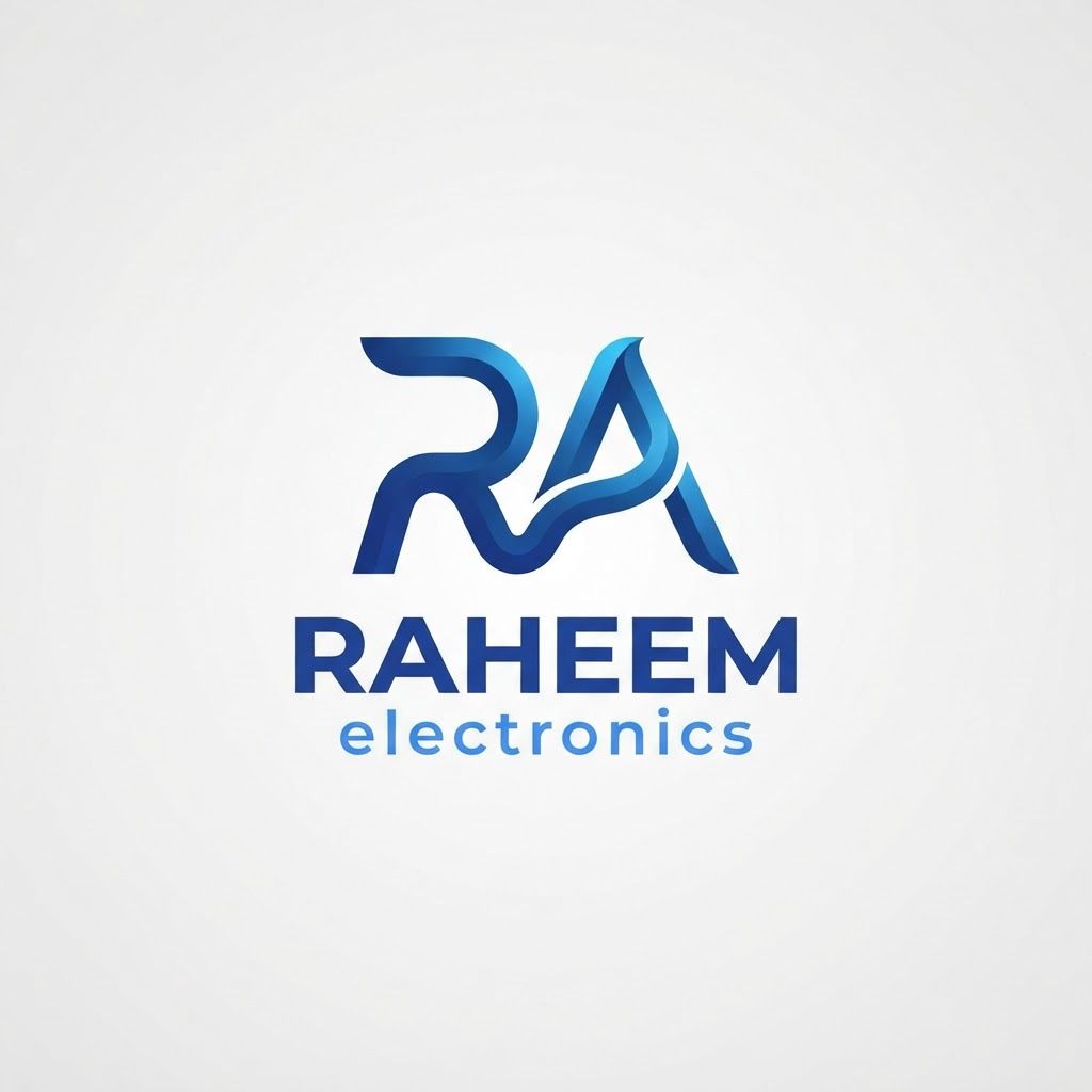 I want you to create logo of Raheem electronics but combined the R and A in logo pic if possible , do your best