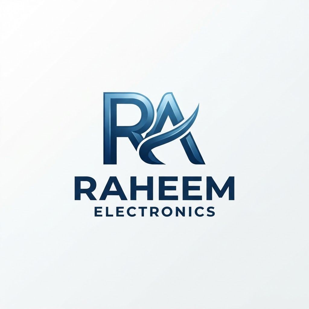 I want you to create logo of Raheem electronics but combined the R and A in logo pic if possible , do your best