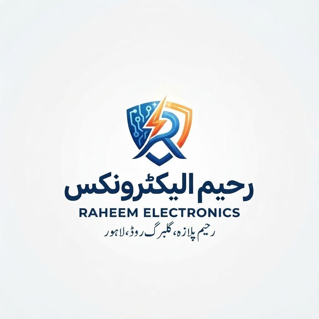 I want you to create logo of Raheem electronics in urdu . Write this address below the logo in small size :