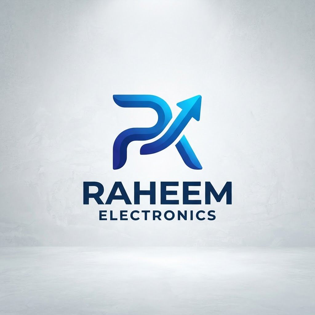 I want you to create logo of Raheem electronics but combined the R and A in logo pic if possible , do your best