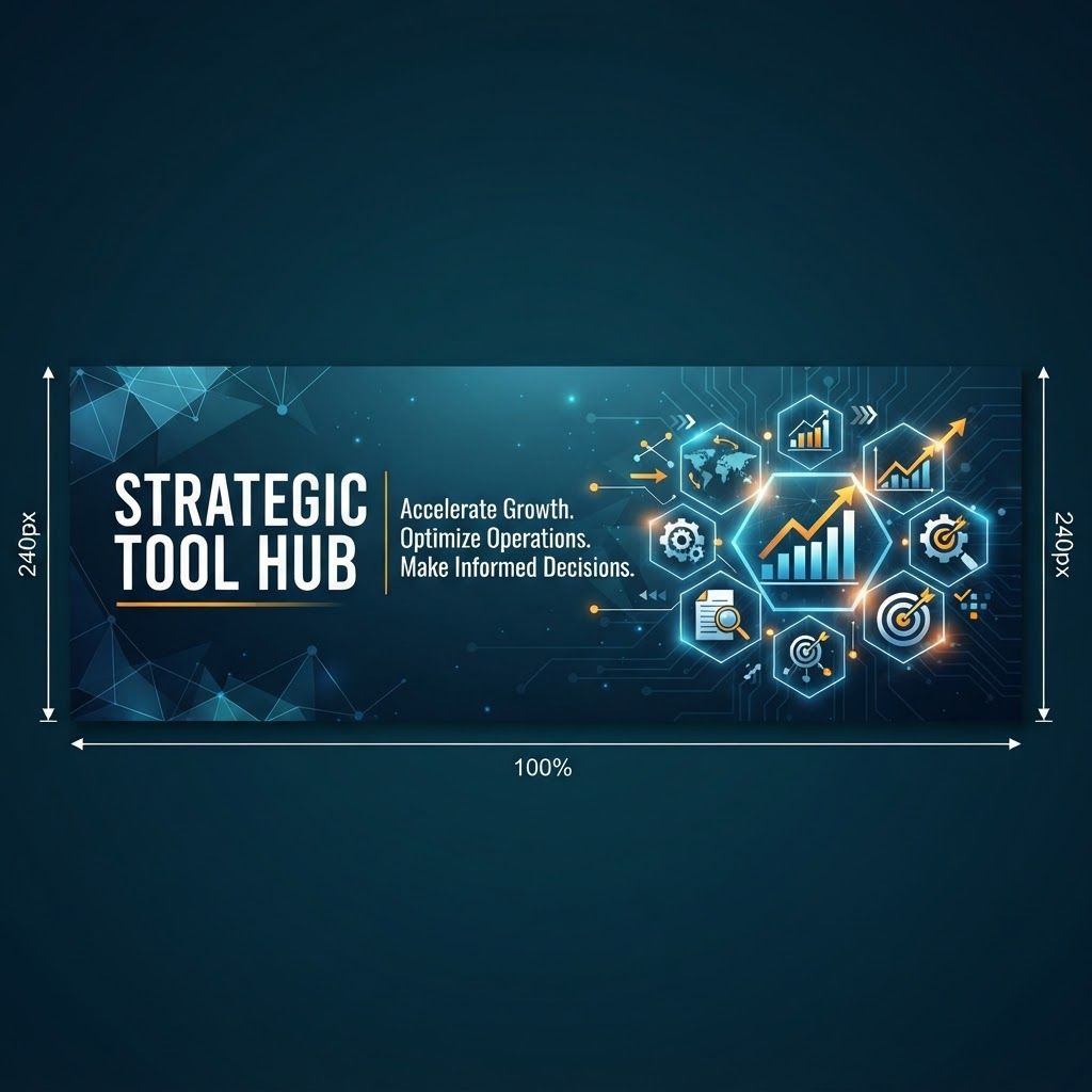 AI Design for strategic tool sub banner genarete 100% width and give height 240px
