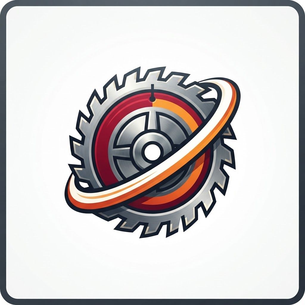 AI Design for Modern professional emblem logo, square 1:1, centered. A detailed circular
saw blade seen at a slight three-quarter angle, sharp pointed carbide teeth
around the rim, with a dynamic swoosh of motion sweeping across it like a
fast cutting arc. Layered construction: deep crimson red and bright orange
on the blade, brushed steel grey and gunmetal on the metal body, crisp
cream-white highlights on the cutting edges. Subtle depth and dimension,
clean shading, soft inner shadows, polished industrial finish. Bold confident
shapes, thick contours, strong silhouette. Contemporary vector logo
illustration, badge style, tool brand identity, premium hardware branding.
Plain white background. High detail, sharp, balanced composition.