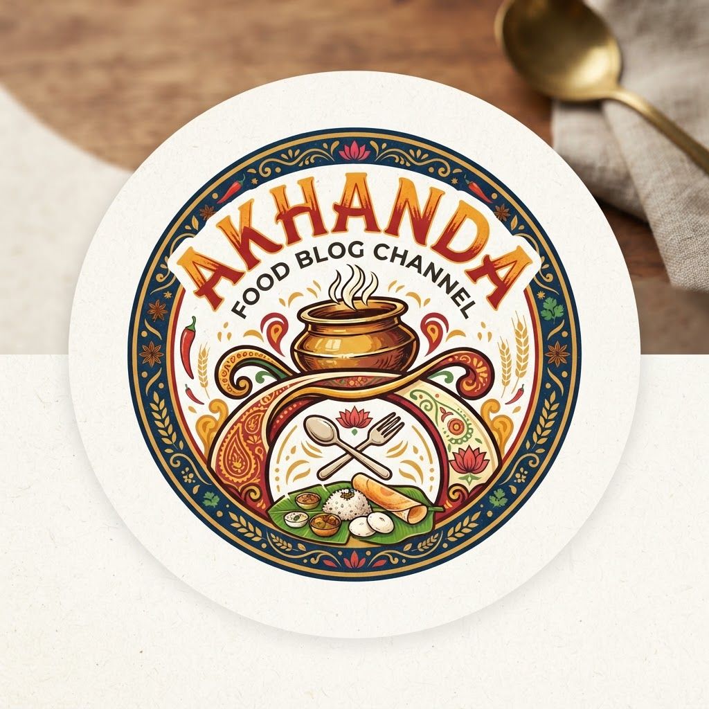AI Design for create a logo for akhanda food blog channel