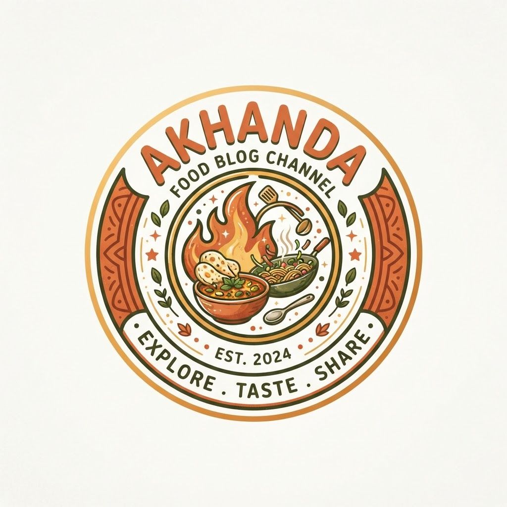 AI Design for create a logo for akhanda food blog channel