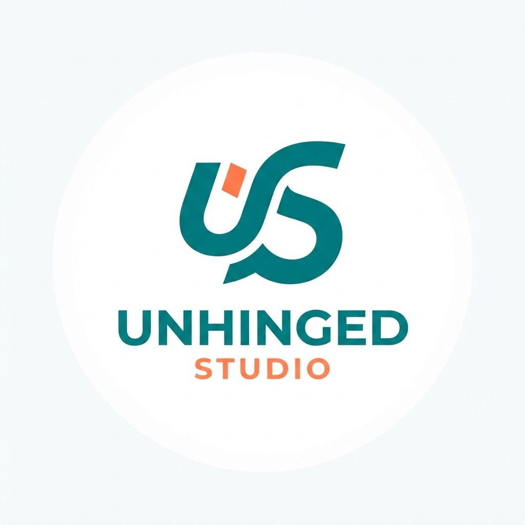 AI Design for Generate a simple minimalistic profile picture for a studio named unhinged STUDIO , white background 2 main colors.