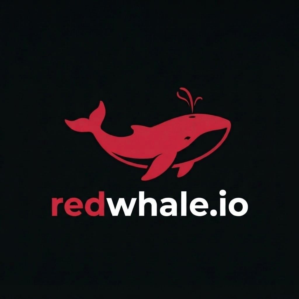 AI Design for Add a redwhale.io text with a font, "red"= color red, "whale"= color white, ".io" =color white