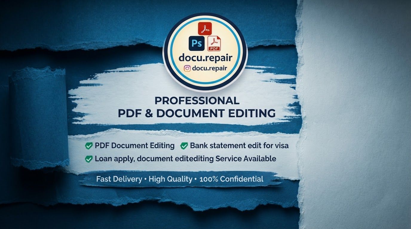 AI Design for Wide campaign hero photograph for docu.repair advertisement. An informational advertisement graphic featuring blue torn paper textures, a central circular logo for docu.repair with software icons, and bulleted text listing professional PDF and document editing services.
An informational advertisement graphic featuring blue torn paper textures, a central circular logo for docu.repair with software icons, and bulleted text listing professional PDF and document editing services. Premium advertising composition with the product as focal point, cinematic lighting, clean negative space on one side for copy to be added later, no rendered words or logos beyond the reference product.