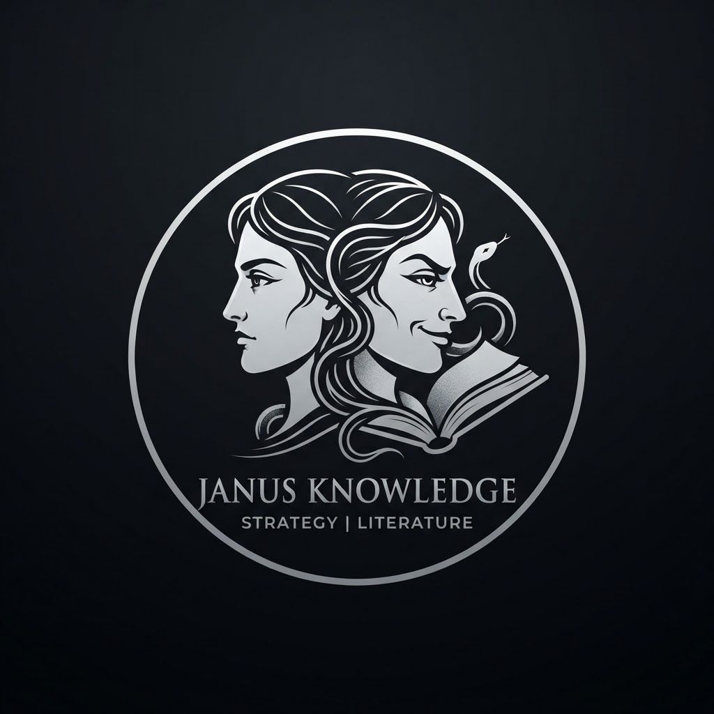 AI Design for Create a minimalist logo for a personal brand. Style: strict, expensive, cold, restrained. Only black, white and silver colors. No bright shades.
Central image: two-faced Janus — two faces looking in opposite directions. One face is calm and cold, the other is tough with a slight smirk. Faces are drawn with thin, clear lines, no extra details.
One side of the face smoothly transitions into an open book — the pages are a continuation of the profile. The book symbolizes literature, knowledge, control.
Second element: a thin snake coiling around the book or passing through the face. The snake is restrained, not aggressive — a symbol of coldness, greed and precision.
Logo shape: circle or vertical oval. Suitable for a social media avatar and for printing on business cards.
Background: transparent or deep black.