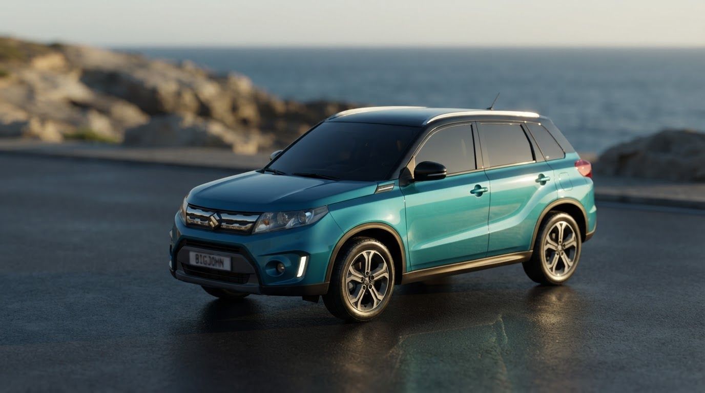 AI Design for Main campaign hero visual for  brand. Cinematic advertising image with a clear subject, memorable visual idea, strong depth and lighting, premium art direction, clean negative space for headline and CTA to be added later, no generated text.

Incorporate the attached brand element reference image (Reference A: brand element "Teal SUV") into the composition where natural — preserve the depicted brand element's appearance.
