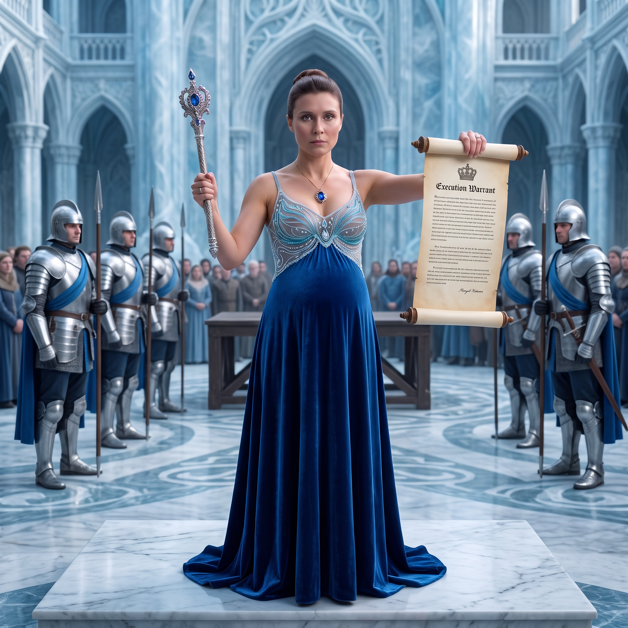 AI Design for this beautiful pregnant queen is doing execution