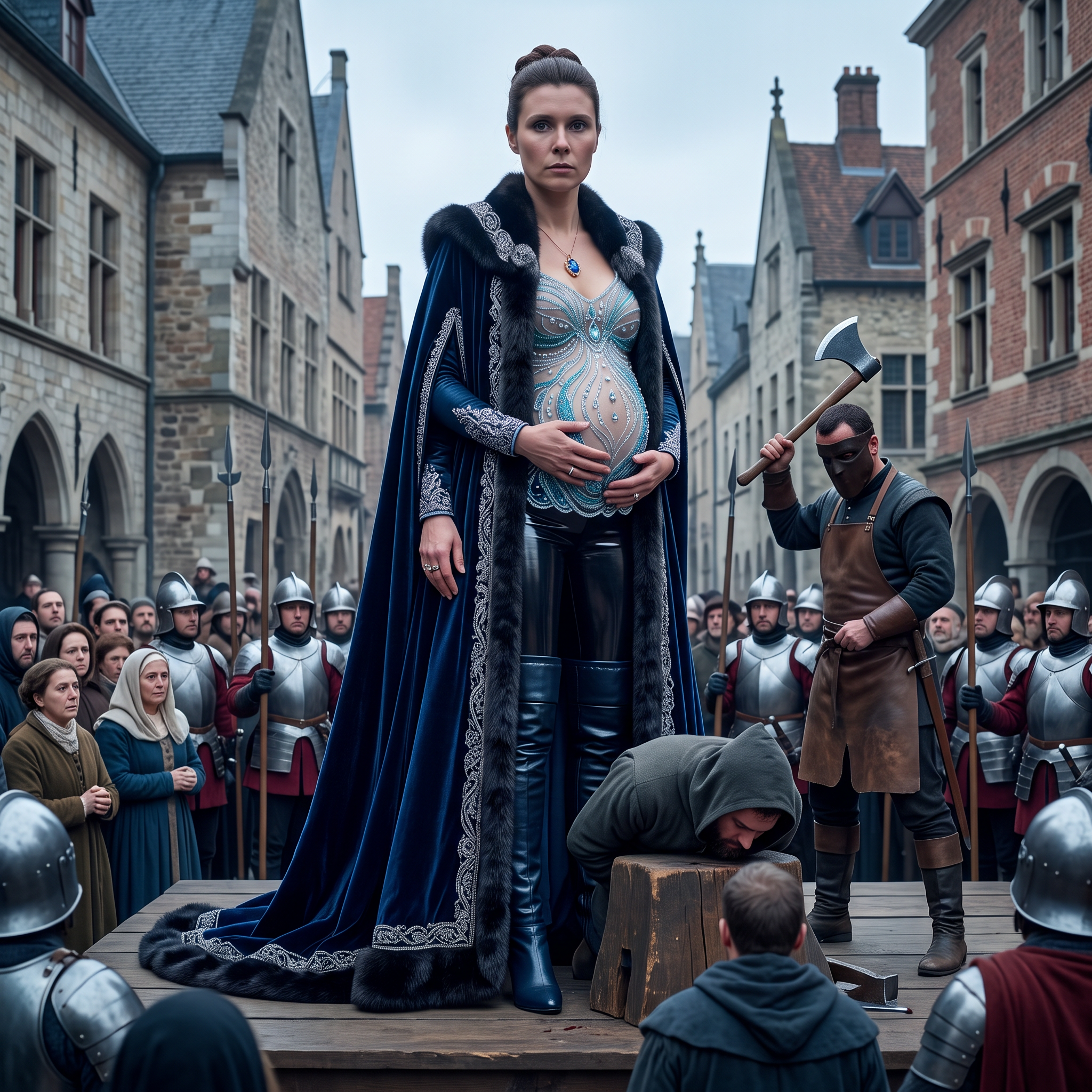 AI Design for this beautiful pregnant queen is doing execution