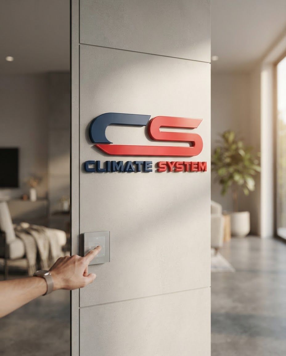 Lifestyle product photograph of CS Climate System Logo being naturally used in a believable real-world setting. A 3D rendered logo featuring the interlocking letters C in dark blue and S in bright red, with the text 'CLIMATE SYSTEM' underneath in matching colors, set against a plain white background with subtle drop shadows.
A 3D rendered logo featuring the interlocking letters C in dark blue and S in bright red, with the text 'CLIMATE SYSTEM' underneath in matching colors, set against a plain white background with subtle drop shadows. Human-scale context, warm natural light, editorial composition, shallow depth of field, product clearly visible and undistorted.