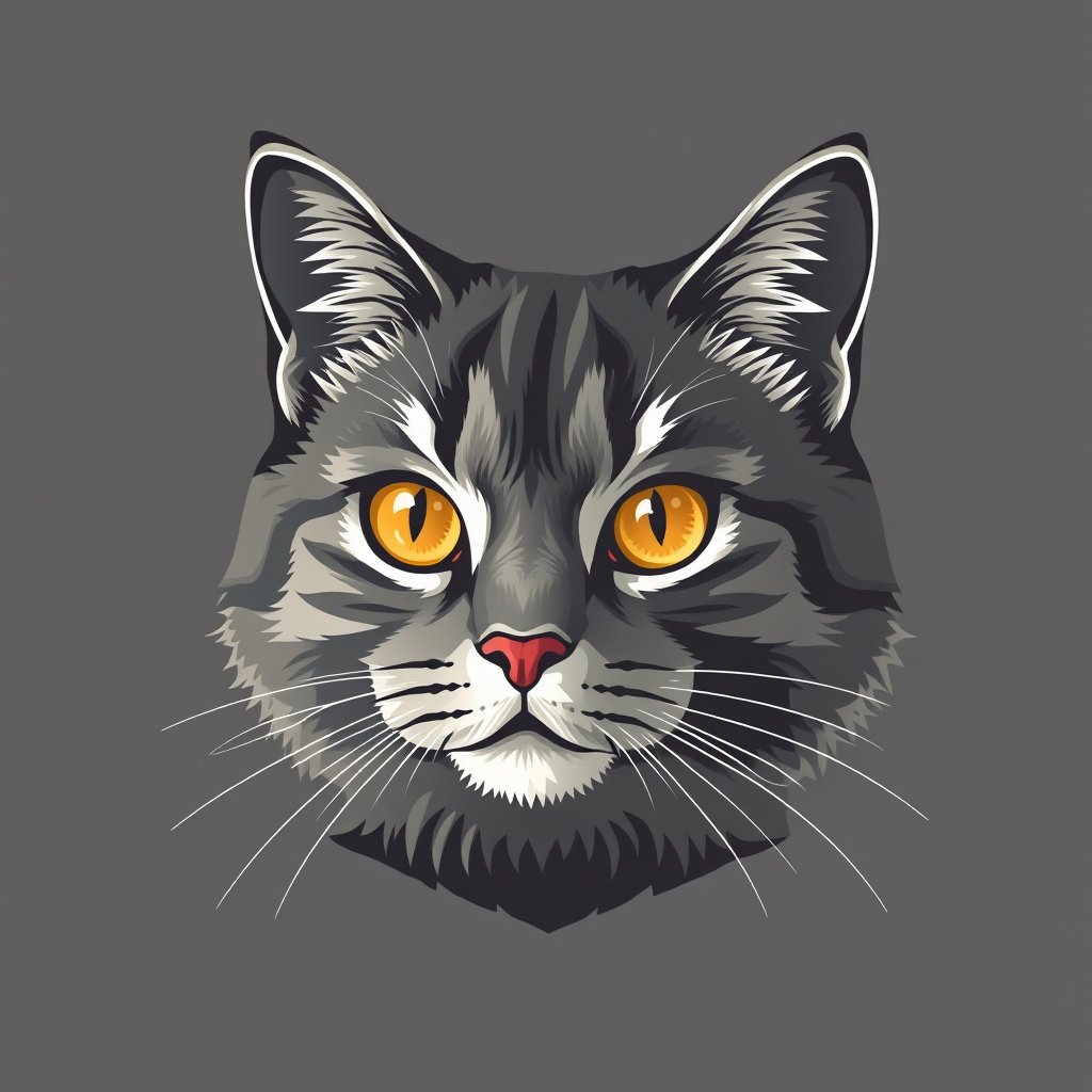 AI Design for british cat, gray color, honey color eye.