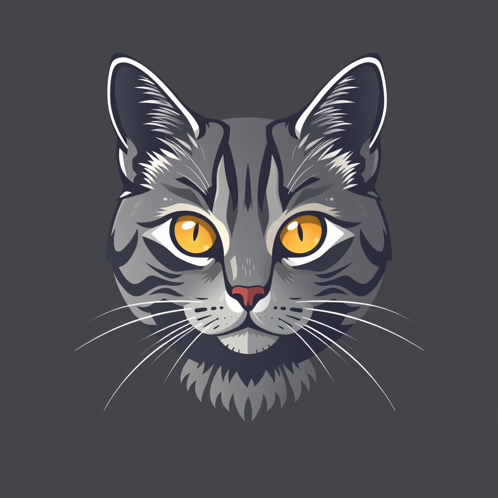 AI Design for british cat, gray color, honey color eye.