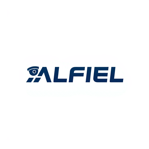AI Design for The logo is just text that says "ALFIEL" with a modern font and includes CCTV elements.