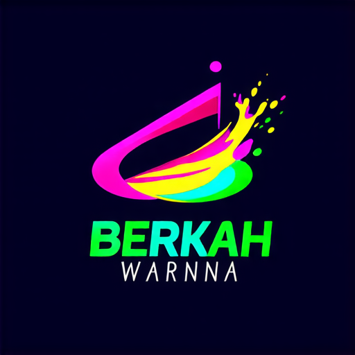 AI Design for A futuristic logo for a paint shop called 'Berkah Warna' located in Bandar Lampahan. Design with striking neon colors, glossy effects, and abstract geometric shapes that imply speed and modernity. Add visual elements that suggest the painting process such as paint sprays or splashes."