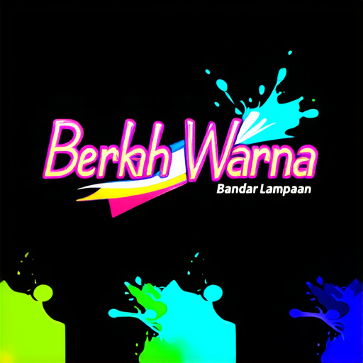 AI Design for A futuristic logo for a paint shop called 'Berkah Warna' located in Bandar Lampahan. Design with striking neon colors, glossy effects, and abstract geometric shapes that imply speed and modernity. Add visual elements that suggest the painting process such as paint sprays or splashes."