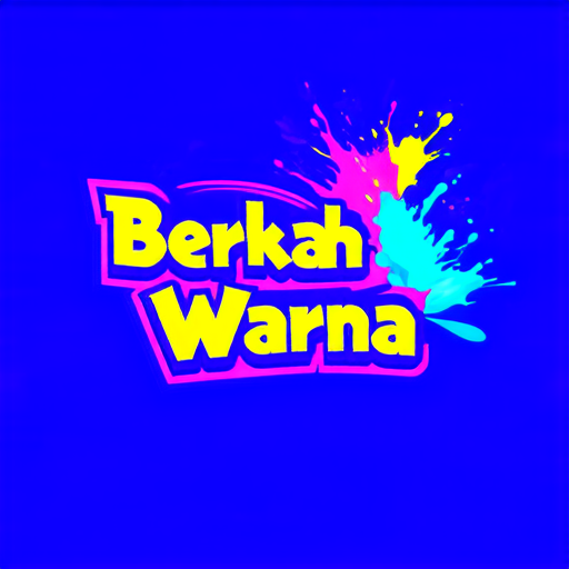 AI Design for A futuristic logo for a paint shop called 'Berkah Warna' located in Bandar Lampahan. Design with striking neon colors, glossy effects, and abstract geometric shapes that imply speed and modernity. Add visual elements that suggest the painting process such as paint sprays or splashes."