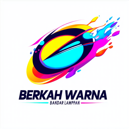 AI Design for A futuristic logo for a paint shop called 'Berkah Warna' located in Bandar Lampahan. Design with striking neon colors, glossy effects, and abstract geometric shapes that imply speed and modernity. Add visual elements that suggest the painting process such as paint sprays or splashes."