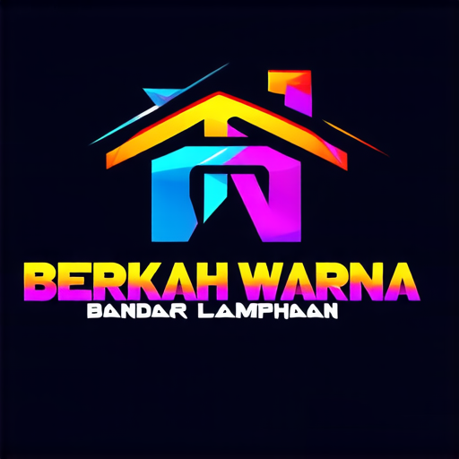 AI Design for A futuristic logo that highlights the phrase 'Berkah Warna' for a paint shop in Bandar Lampahan. Design with bright colors and light effects that create a shiny impression. Use dynamic and modern typography for the phrase 'Berkah Warna', while 'Bandar Lampahan' can be placed as a tagline with a smaller font."