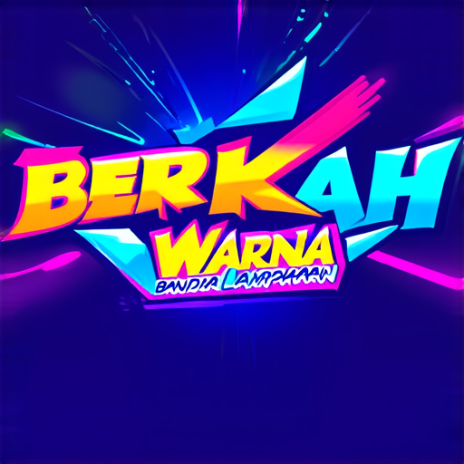 AI Design for A futuristic logo that highlights the phrase 'Berkah Warna' for a paint shop in Bandar Lampahan. Design with bright colors and light effects that create a shiny impression. Use dynamic and modern typography for the phrase 'Berkah Warna', while 'Bandar Lampahan' can be placed as a tagline with a smaller font."