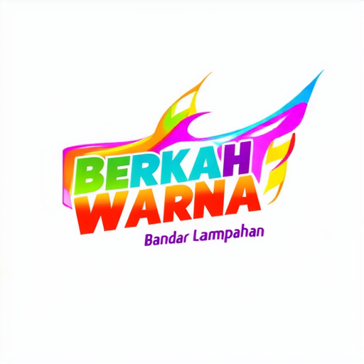 AI Design for A futuristic logo that highlights the phrase 'Berkah Warna' for a paint shop in Bandar Lampahan. Design with bright colors and light effects that create a shiny impression. Use dynamic and modern typography for the phrase 'Berkah Warna', while 'Bandar Lampahan' can be placed as a tagline with a smaller font."