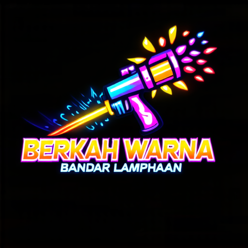 AI Design for "A vibrant and modern logo design for a car paint workshop named 'Berkah Warna,' located in Bandar Lampahan. The logo features a dynamic spray paint gun emitting colorful neon spray patterns, creating a glowing effect. The text 'Berkah Warna' is prominently displayed in a sleek, futuristic font with neon-style colors, and the address 'Bandar Lampahan' is elegantly integrated below in smaller text. The design is set against a dark background to emphasize the neon glow, with a polished and professional appearance suitable for branding."