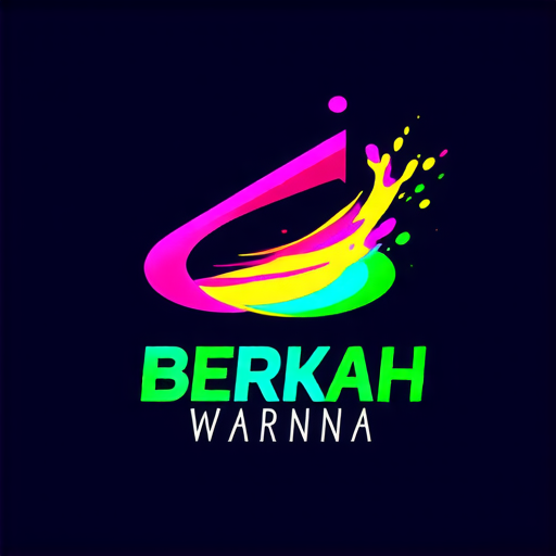 AI Design for A futuristic logo for a paint shop called 'Berkah Warna' located in Bandar Lampahan. Design with striking neon colors, glossy effects, and abstract geometric shapes that imply speed and modernity. Add visual elements that suggest the painting process such as paint sprays or splashes."