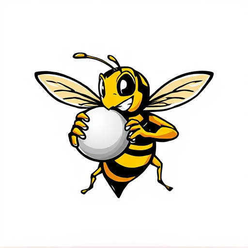 AI Design for angry yellow jacket holding a ball