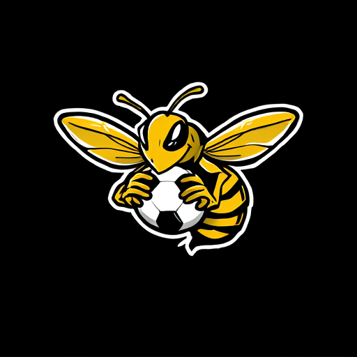 AI Design for angry yellow jacket holding a ball